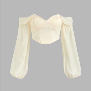 CIDER Corset Style Top Off The Shoulder Sheer Sleeves